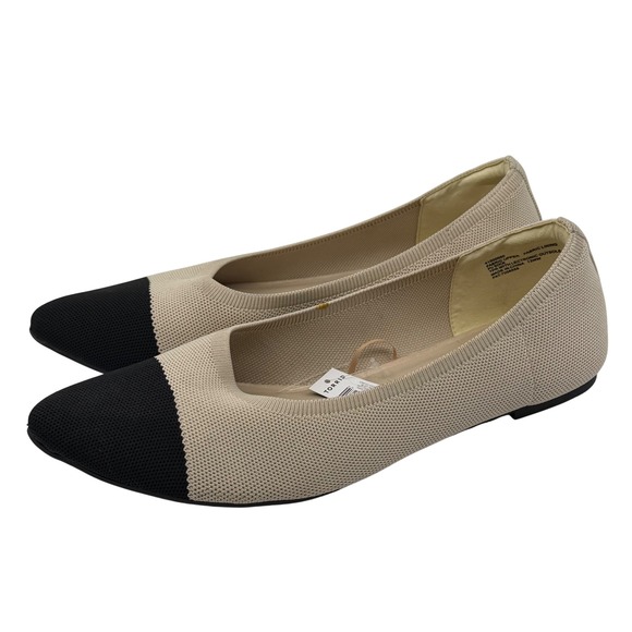 Torrid Women Beige Black Knit Pointed Toe Stretch Ballet Flats Shoes Size 13W - Picture 3 of 7
